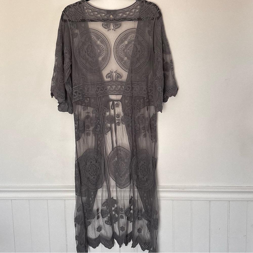 Rebellion Mesh Lace Duster Kimono Size Small Whimsigoth Fairy Bride G8 - Picture 6 of 16